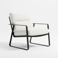Minimalist Lounge Chair - Black steel frame with white upholstery